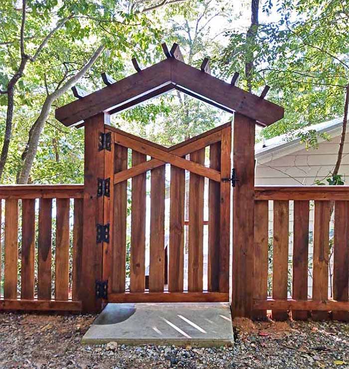 Custom wooden fence gate